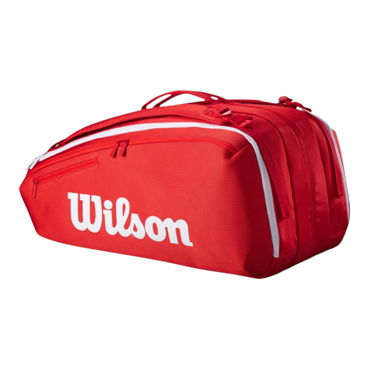 Raquetero Radach Sports Wilson Super Tour rojo para 15 raquetas con compartimentos térmicos y diseño profesional
