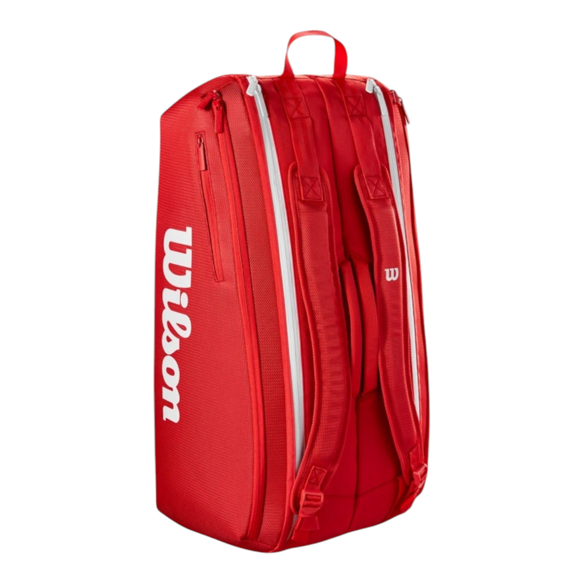Raquetero Radach Sports Wilson Super Tour rojo para 9 raquetas con correas acolchadas y compartimento térmico