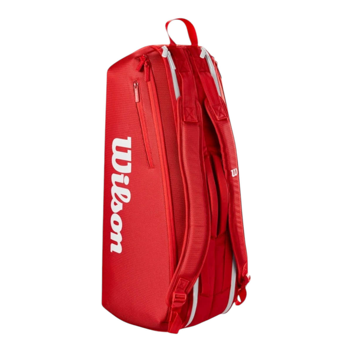 Raquetero Radach Sports Wilson Super Tour rojo para 6 raquetas con correas acolchadas y compartimentos organizados