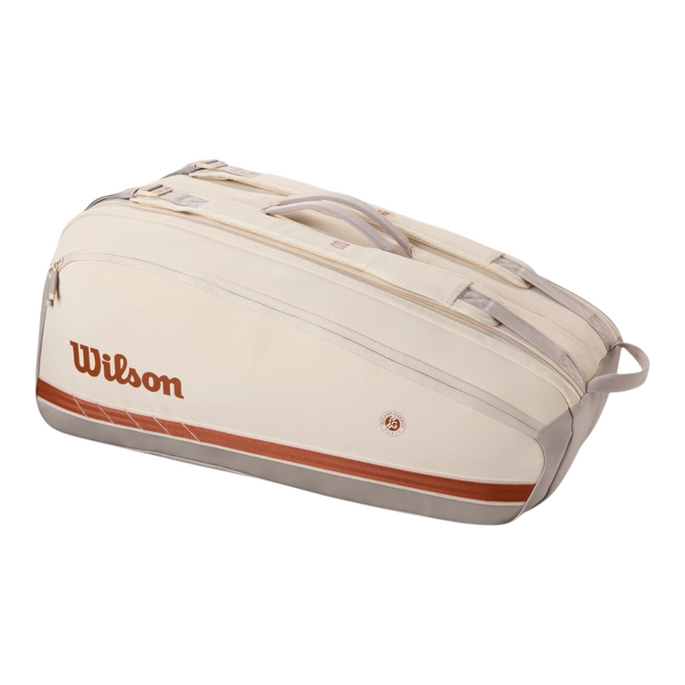 Raquetero Radach Sports Wilson Super Tour 9pk Roland Garros 2025 en color crema con detalles en terracota
