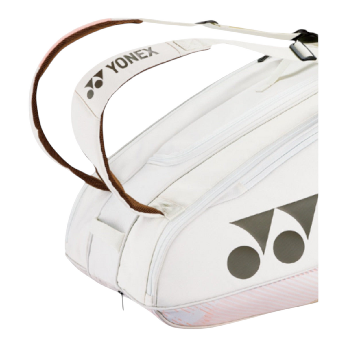 Raquetero Radach Sports Yonex Pro de 9 raquetas en color beige arena con correas acolchadas y logo de la marca