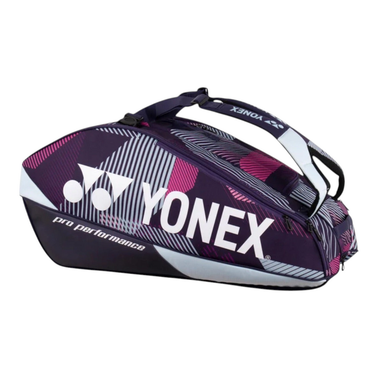 Raquetero Radach Sports Yonex Pro de 9 raquetas en color uva con compartimento térmico y correas acolchadas