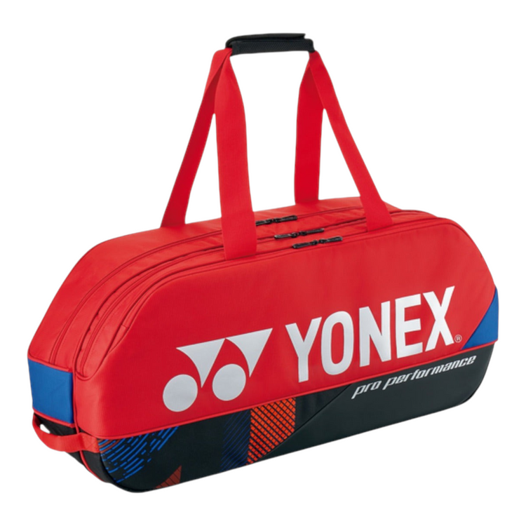 Raquetero Radach Sports Yonex Pro Tournament para 6 raquetas en color rojo con detalles en azul y negro