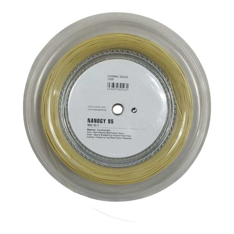Rollo de cuerda de bádminton Radach Sports Yonex Nanogy 95 en color dorado de 200 metros para encordar raquetas