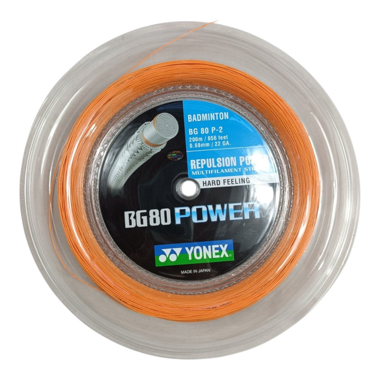 Carrete de cuerda de bádminton Radach Sports Yonex BG80 Power de 200 metros en color naranja brillante