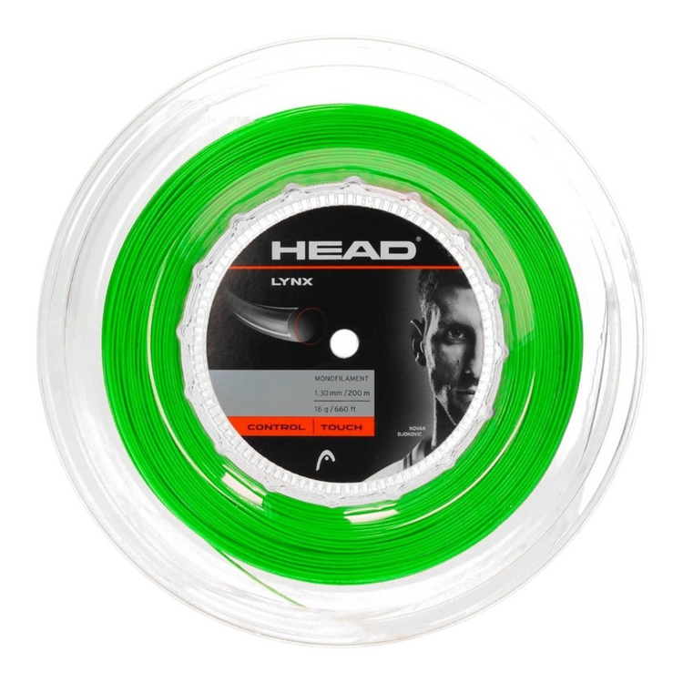 Rollo de cuerda para raqueta Radach Sports Head Lynx color verde neón de 1.30mm para control y durabilidad