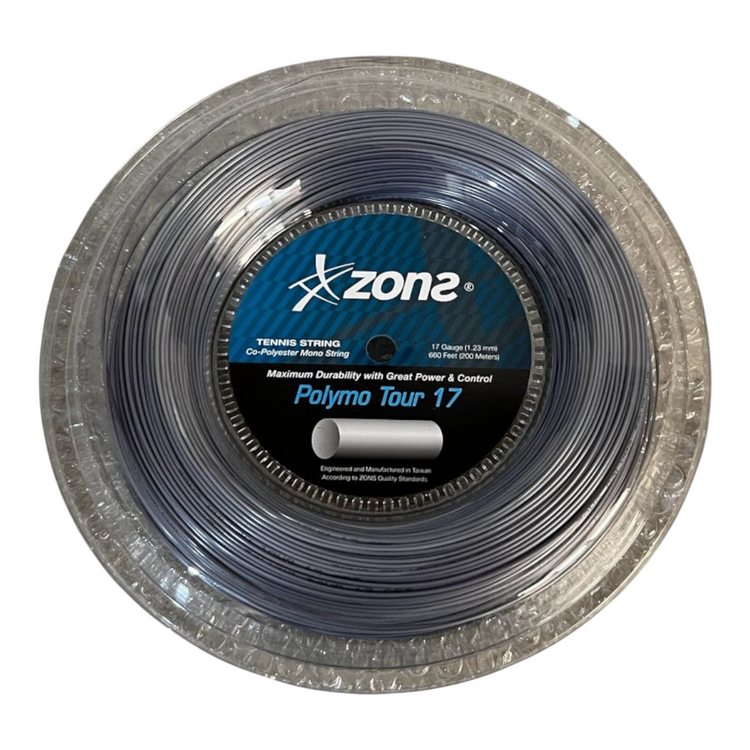 Rollo de cuerda de tenis Radach Sports Zons Polymo Hexplosion plateado de 1.23 mm con perfil hexagonal