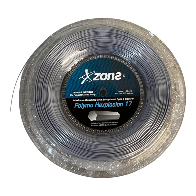 Rollo de cuerda Radach Sports Zons Polymo Hexplosion plateado de copoliéster calibre 17 con perfil hexagonal