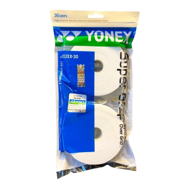 Rollo de 30 overgrips blancos Yonex Super Grap para raquetas de tenis, marca Radach Sports