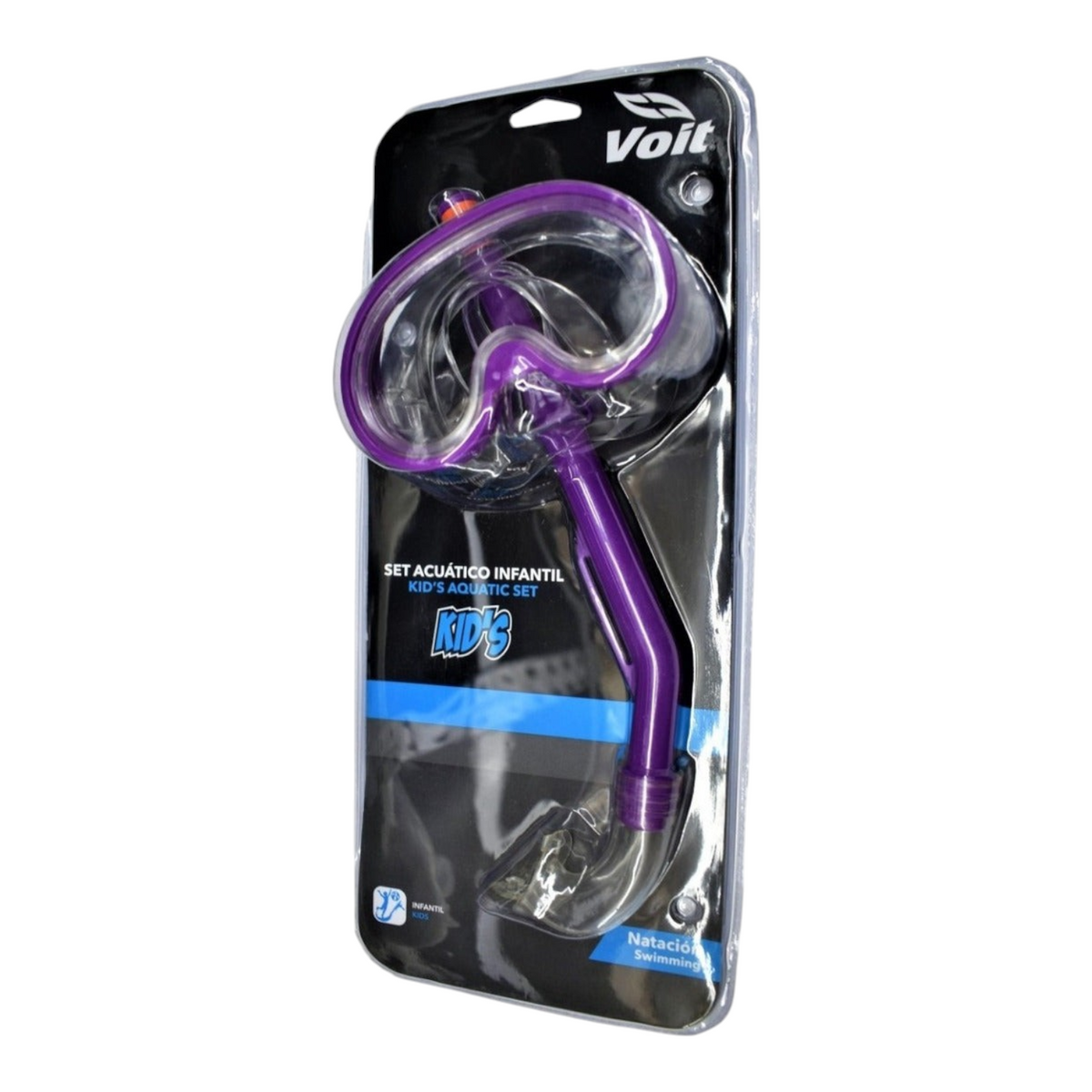 Set de buceo Radach Sports Voit para niños con visor y snorkel morado en empaque original