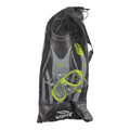 Set de esnórquel Radach Sports Voit con aletas, visor y tubo en bolsa de malla negra, color gris y amarillo neón