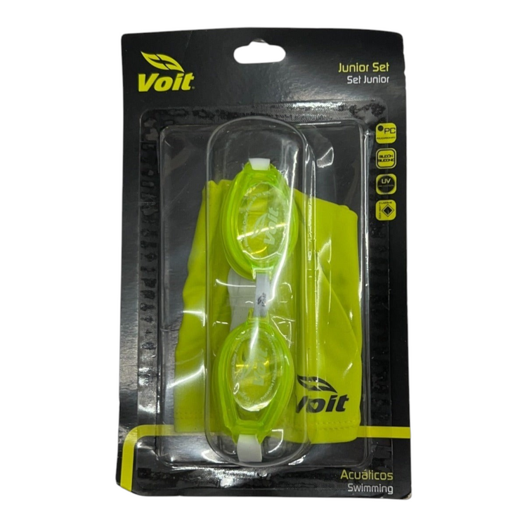 Set Radach Sports Voit Junior con gorra de natación y goggles color verde neón para niños de 4 a 8 años