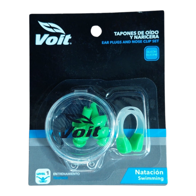 Set Radach Sports de naricera y tapones de oído Voit color verde para natación con estuche protector