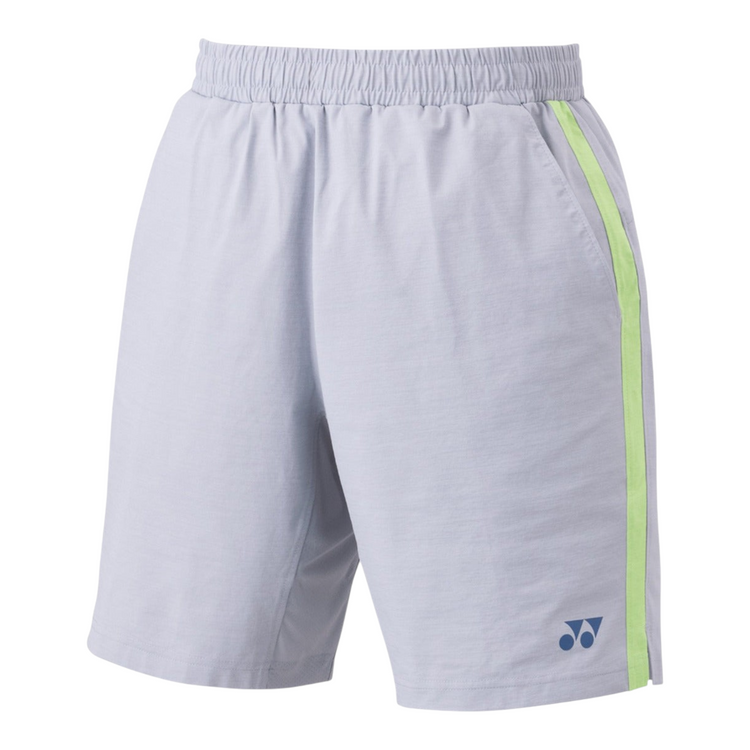 Short deportivo Radach Sports Yonex Pro color morado mist con franja lateral verde y cintura elástica