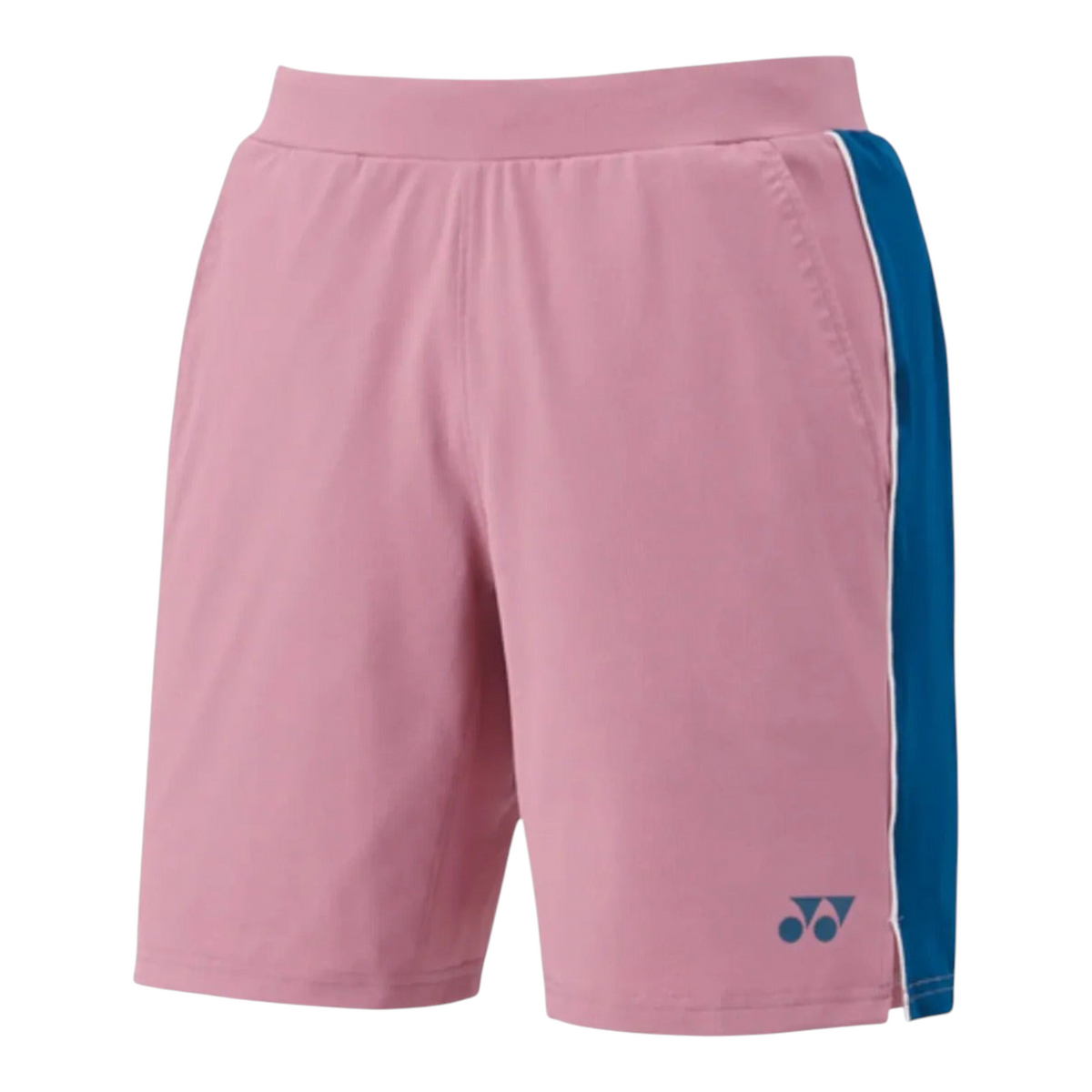 Short deportivo Radach Sports Yonex 15199EX color rosa perla con detalles laterales en azul y cintura elástica