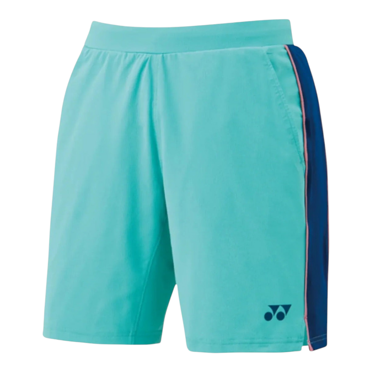 Short deportivo Radach Sports Yonex 15199EX color verde menta claro con detalles laterales en azul y ajuste elástico