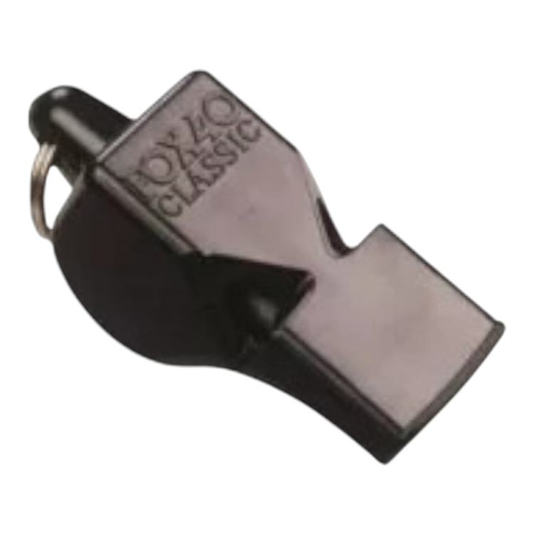 Silbato Fox 40 Clasico negro para árbitro de Radach Sports con diseño ergonómico y resistente