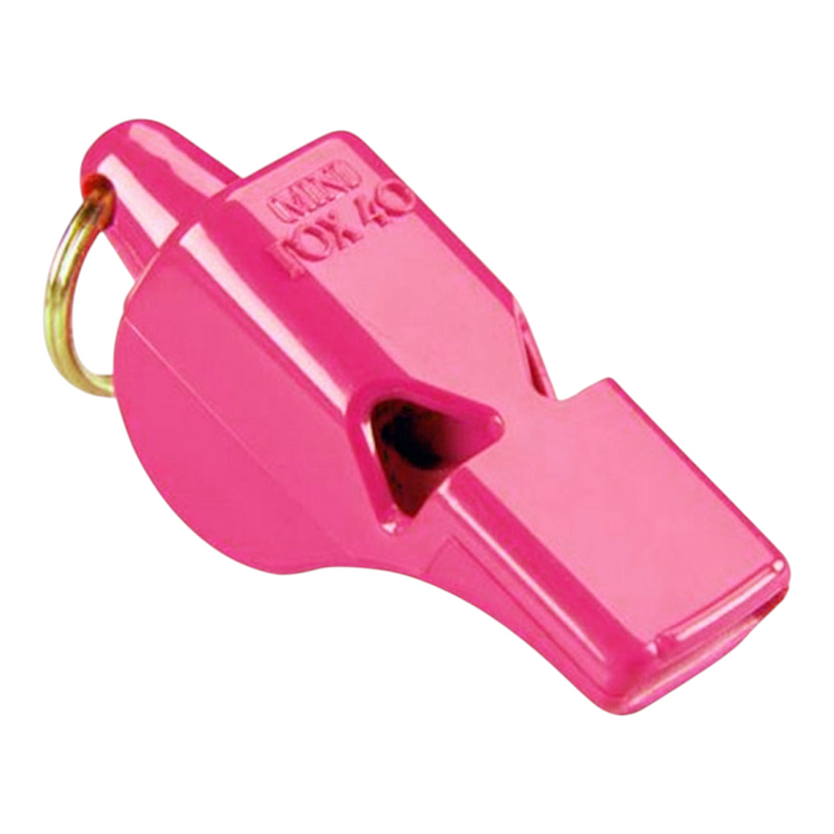 Silbato para árbitro Fox 40 Mini en color rosa con argolla metálica, disponible en Radach Sports