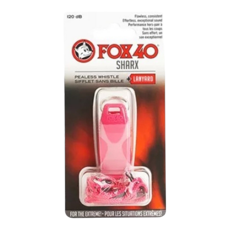 Silbato Fox 40 Sharx rosa de Radach Sports sin bola, ideal para arbitraje y emergencias con cordón incluido