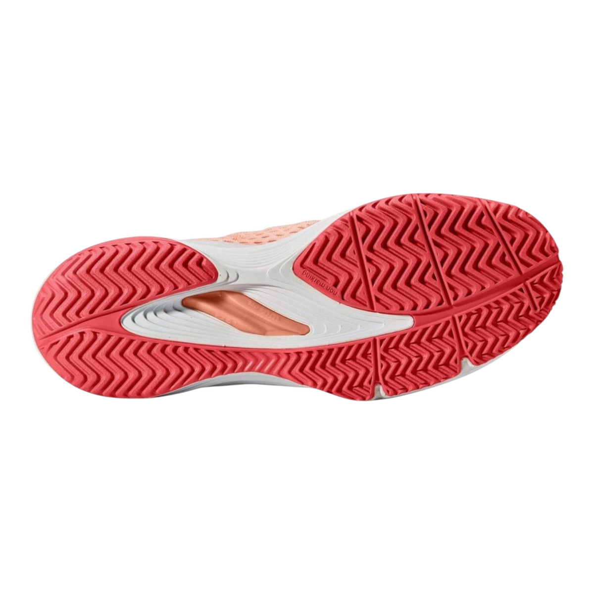 Suela Duralast de tenis Radach Sports Wilson Kaos 3.0 para dama en color durazno con patrón de tracción