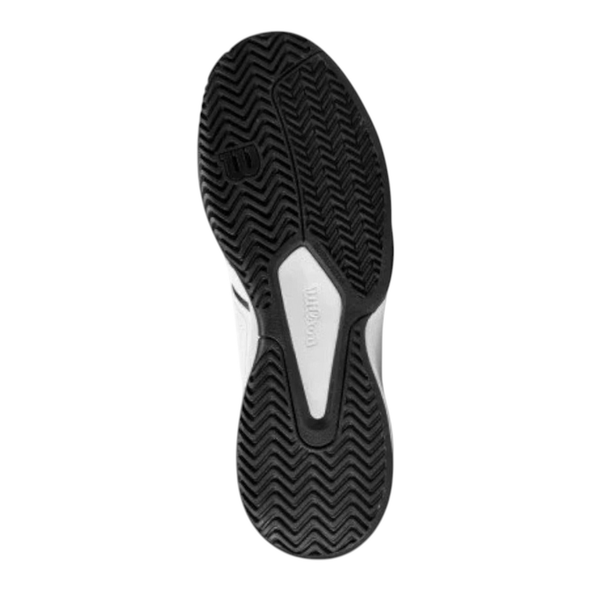 Suela negra con patrón de espiga de los tenis Radach Sports Wilson Tour Slam para tenis en cancha