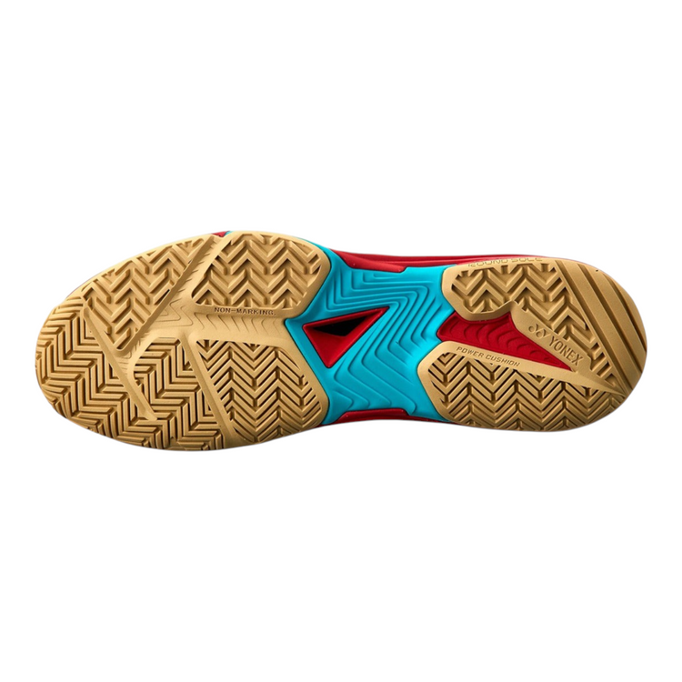 Suela de tenis Radach Sports Yonex Sonicage 3 en color rojo coral con patrón de tracción y tecnología Power Cushion