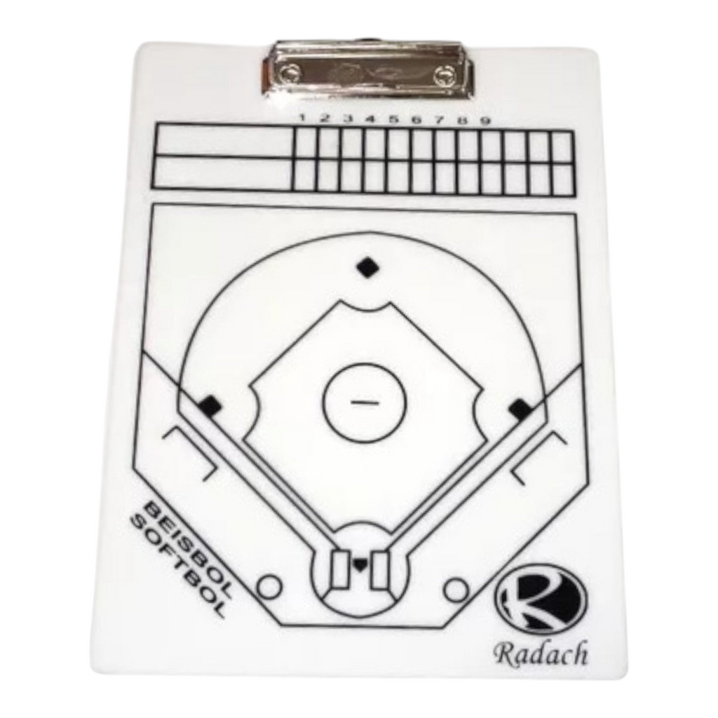 Tabla táctica de béisbol Radach Sports blanca tamaño carta con clip metálico para estrategias de juego