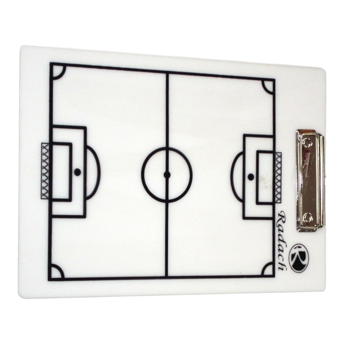 Tabla táctica de fútbol Radach Sports tamaño carta en color blanco con clip metálico para entrenadores