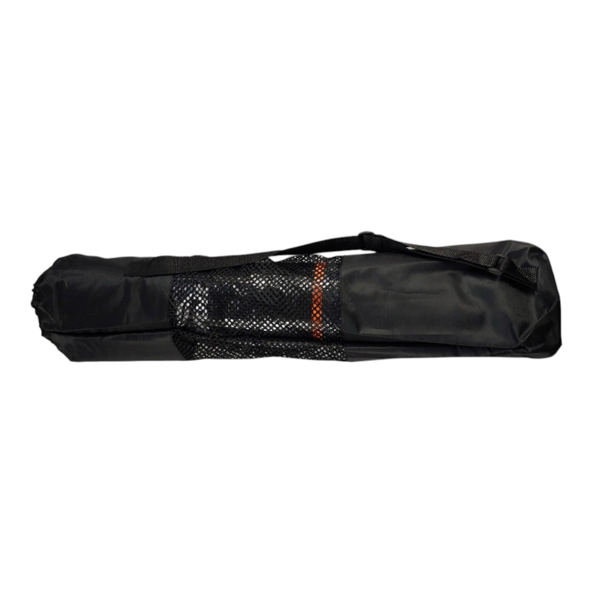 Tapete de yoga Voit de 4mm enrollado en su funda de transporte negra con malla, vendido por Radach Sports