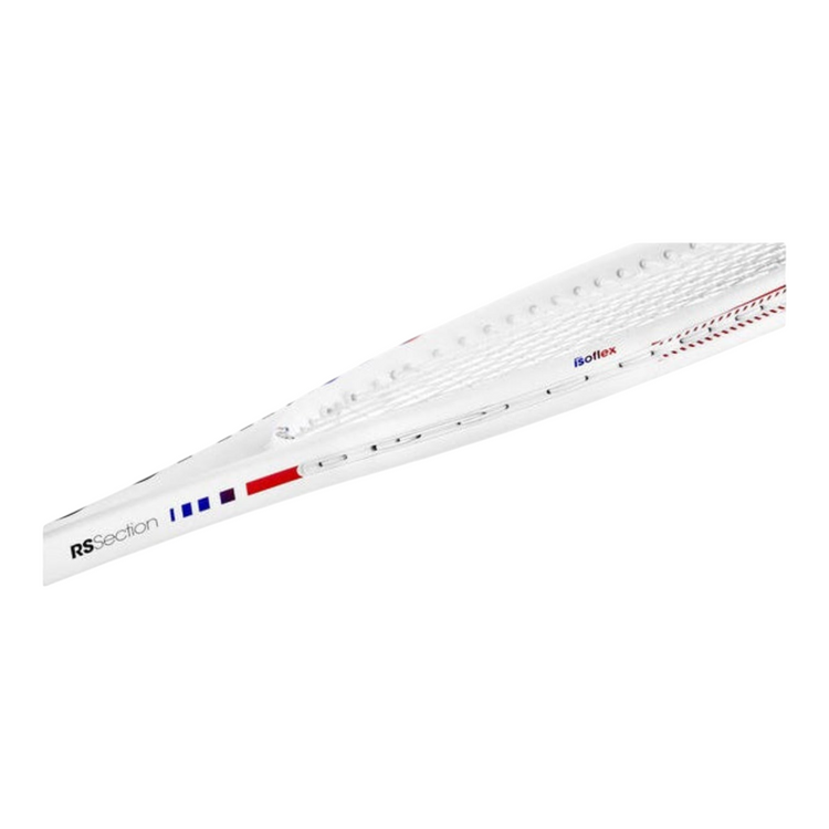 Detalle del marco blanco de la raqueta Radach Sports Tecnifibre Tfight 305 Isoflex con tecnologia RSSection
