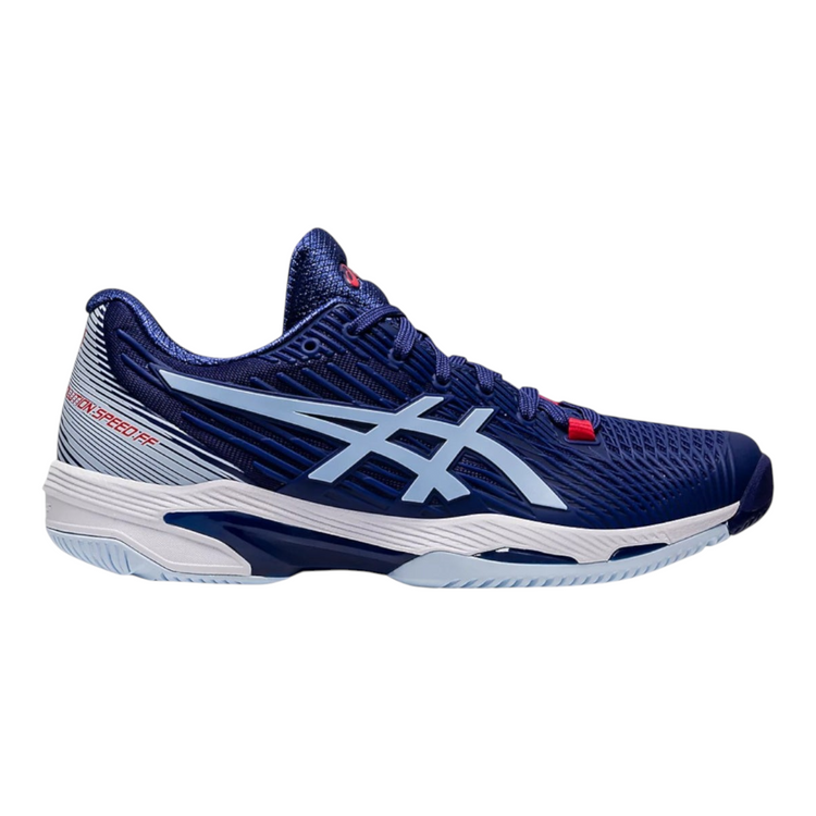 Tenis de tenis Radach Sports Asics Solution Speed FF 2 para dama en color azul marino con detalles en azul claro