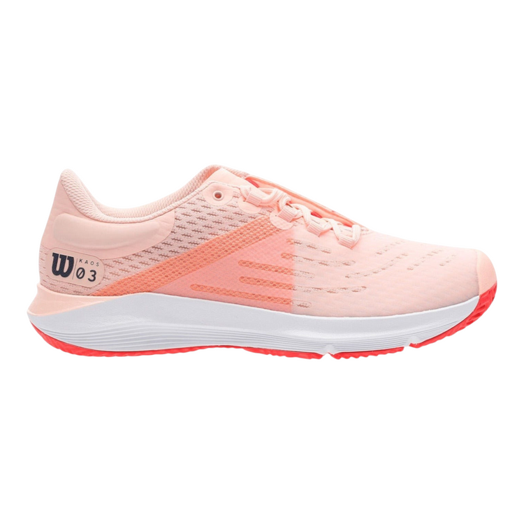 Tenis de tenis Radach Sports Wilson Kaos 3.0 para dama en color durazno tropical con suela blanca y diseño ligero
