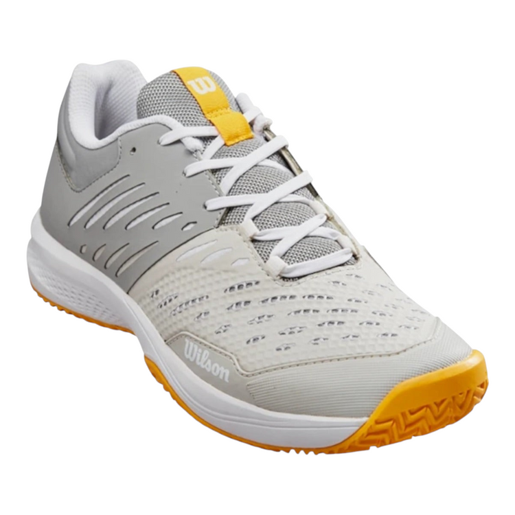 Tenis Radach Sports Wilson Kaos Comp 3.0 en gris, blanco y amarillo para tenis y padel con suela de alta durabilidad