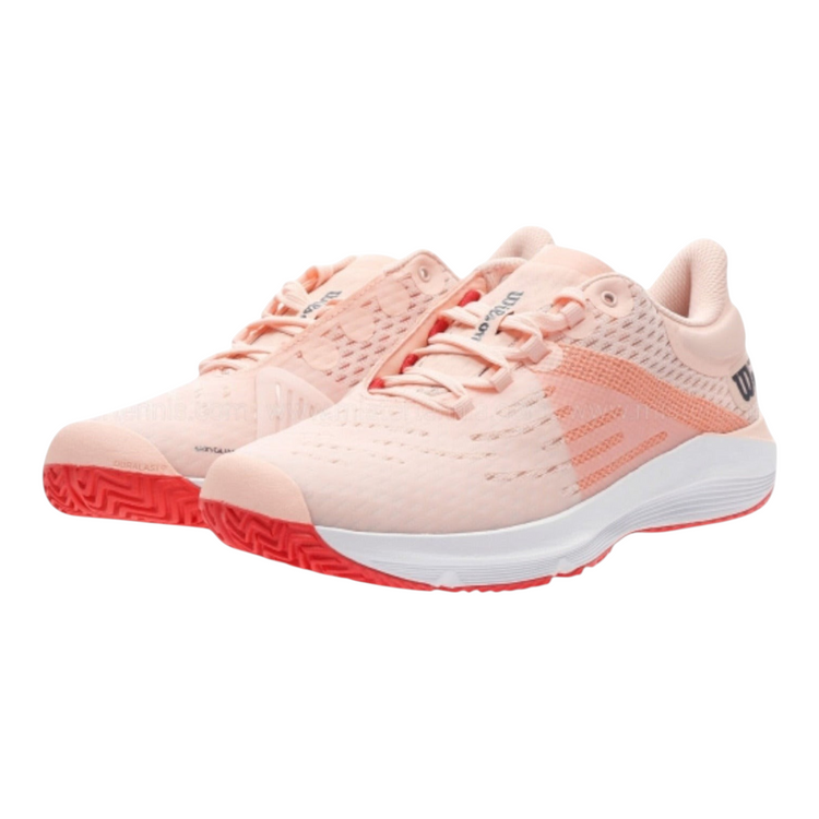 Tenis de tenis Radach Sports Wilson Kaos 3.0 para dama en color durazno tropical con suela blanca y roja