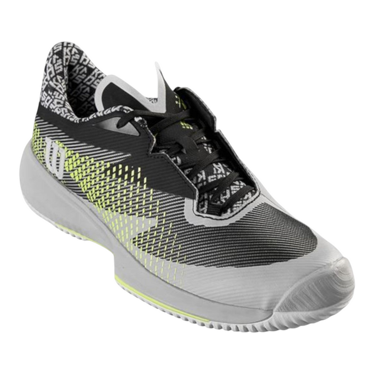 Tenis de tenis Radach Sports Wilson Kaos Swift 1.5 en gris y negro con detalles en amarillo neón para hombre