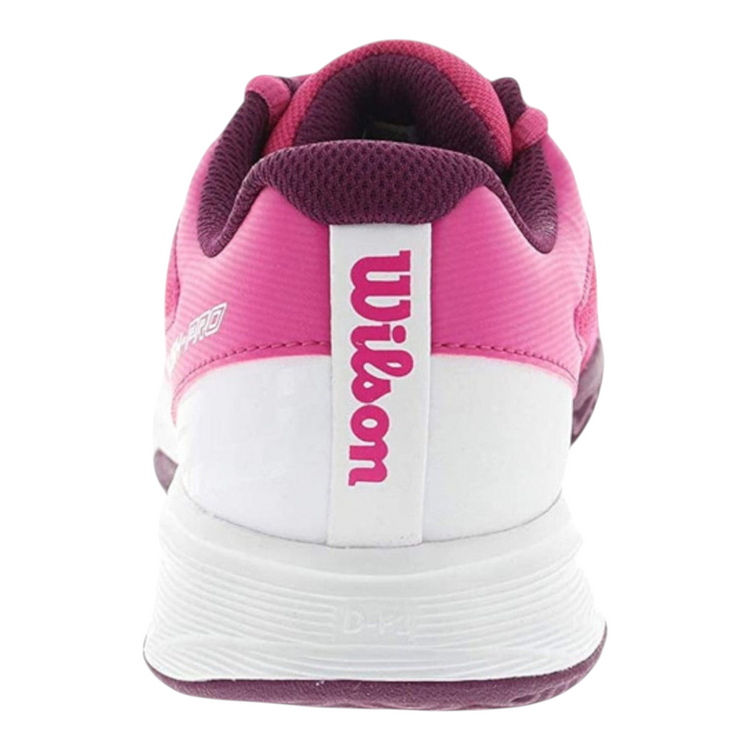 Tenis de tenis Radach Sports Wilson Rush Pro Junior 2.5 en color rosa y blanco con soporte en el talón