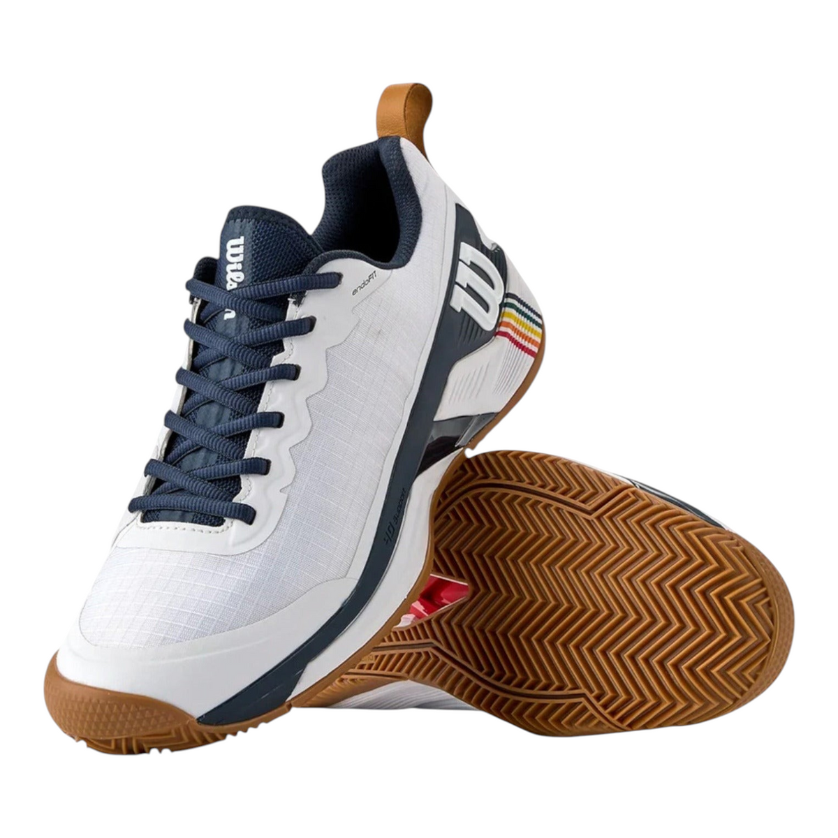 Tenis de tenis Radach Sports Wilson Rush Pro 4.5 Roland Garros blancos con suela de arcilla y detalles en azul