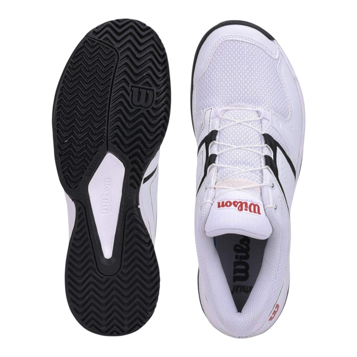Tenis de tenis Radach Sports Wilson Tour Slam blancos con suela negra de alto agarre y sistema de ajuste Quicklace
