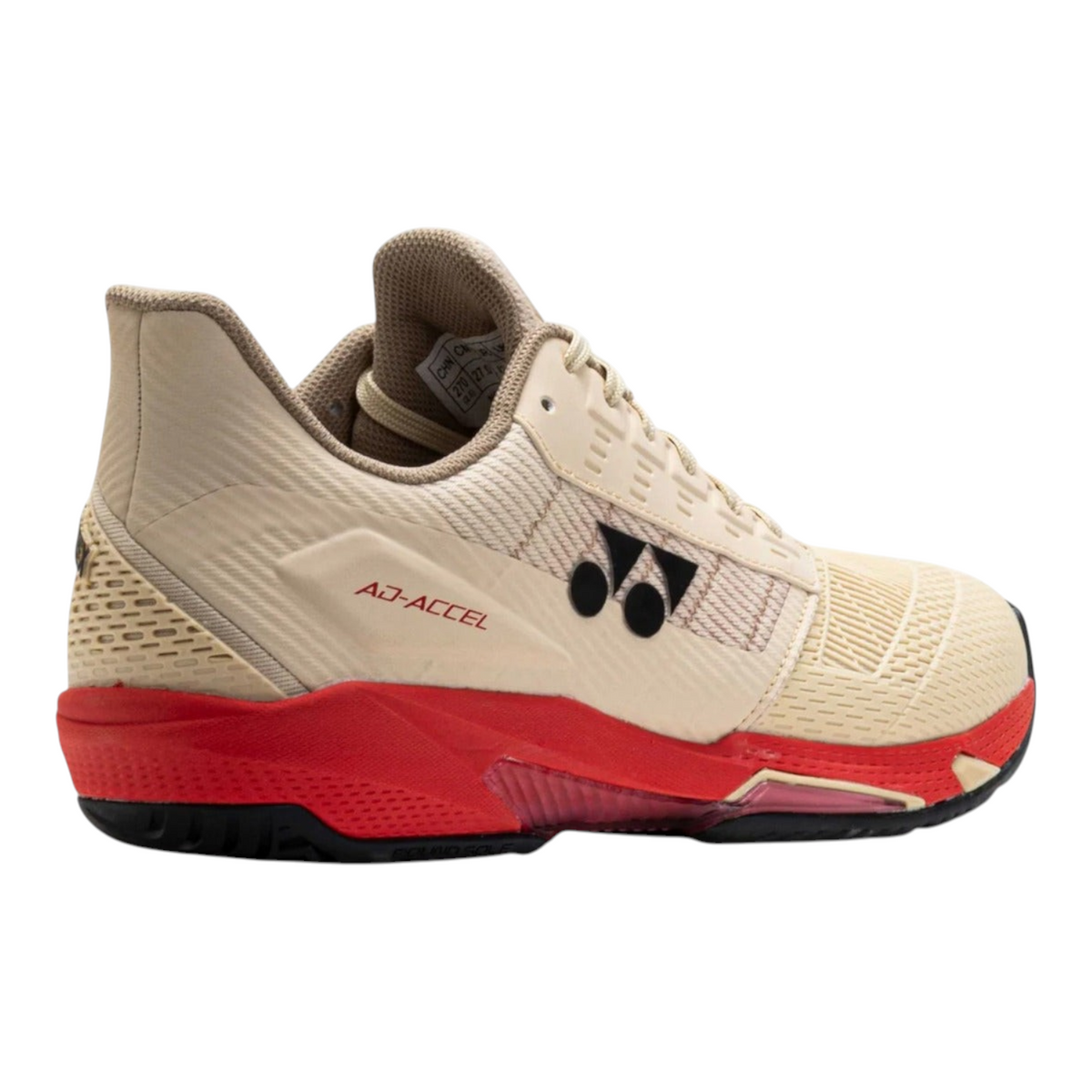 Tenis de tenis Radach Sports Yonex Ad-accel para hombre en color arena con detalles en rojo y suela técnica