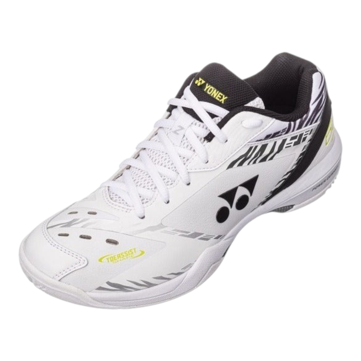 Tenis de bádminton Radach Sports Yonex Cushion 65 Z en color blanco con detalles negros y amarillos para hombre