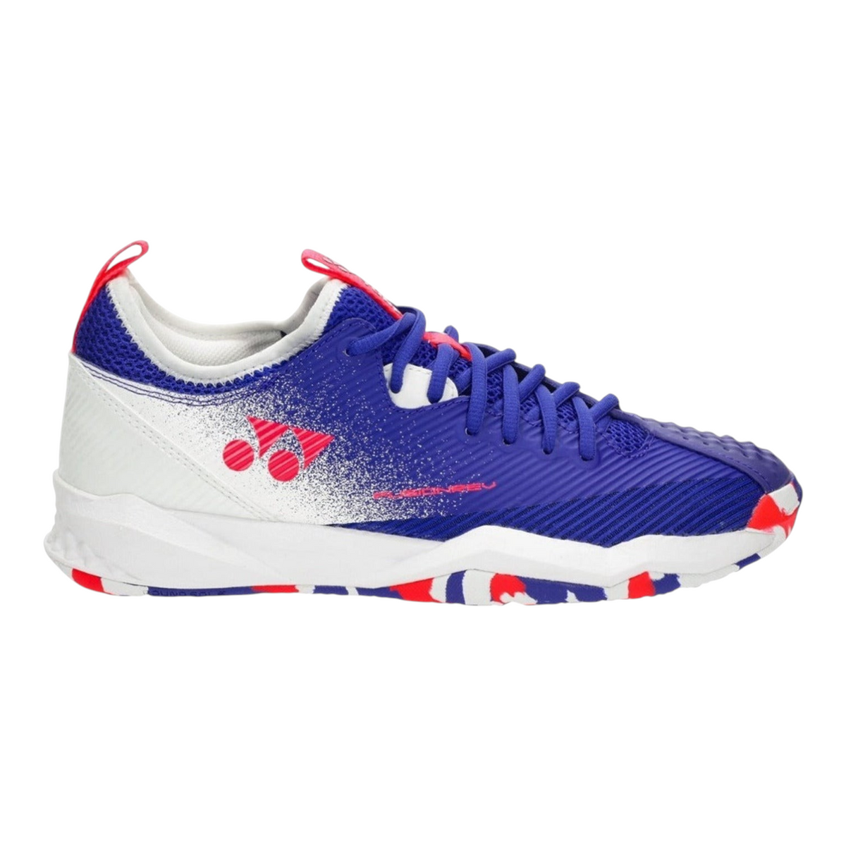 Tenis Radach Sports Yonex Fusionrev 4 en color azul real y blanco con detalles en rojo para deportes de raqueta