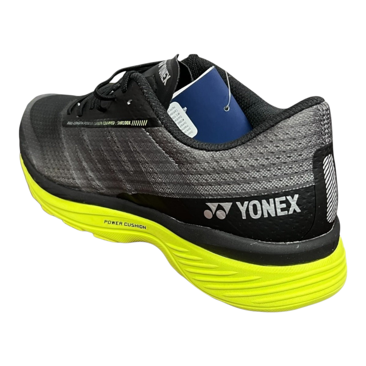 Tenis de correr Radach Sports Yonex Saferun 100X para hombre en color negro con suela de amortiguación amarillo neón