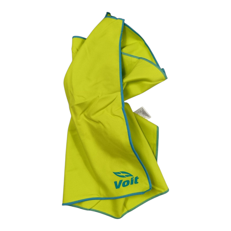 Toalla de microfibra Radach Sports Voit en color amarillo con bordes azules y logo de la marca