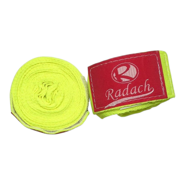 Vendas de entrenamiento Radach Sports color amarillo fosforescente para boxeo con cierre de velcro