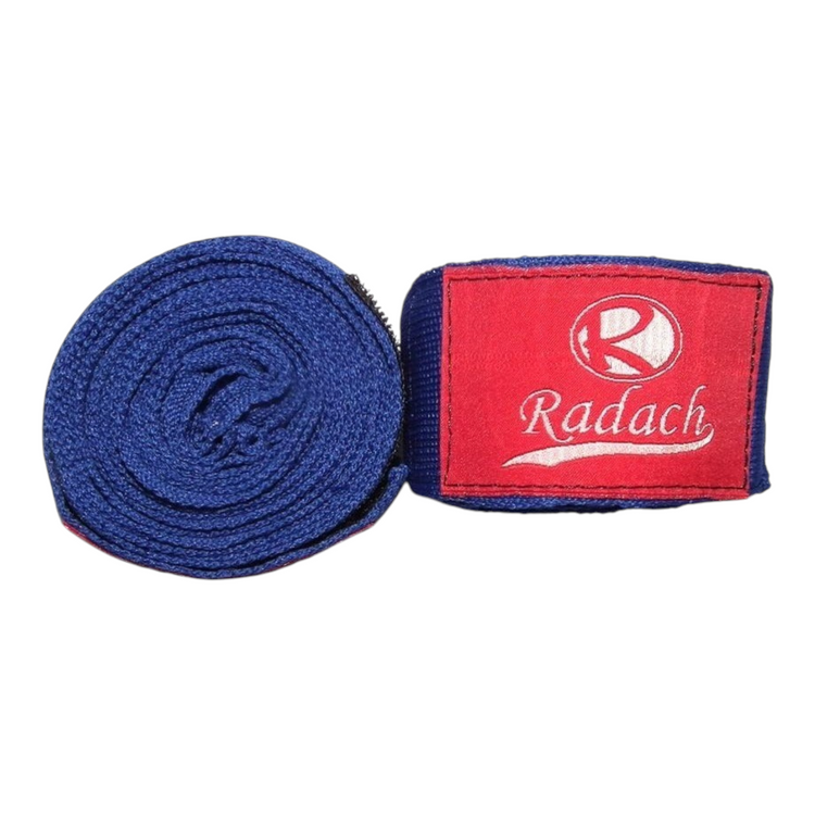 Vendas de entrenamiento Radach Sports color azul rey para boxeo y artes marciales con etiqueta roja