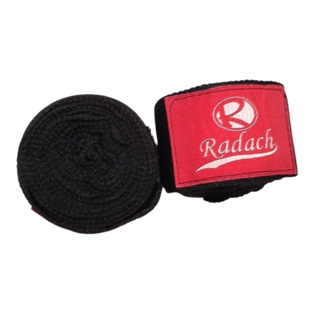 Vendas de entrenamiento Radach Sports negras de tela para boxeo y artes marciales con etiqueta roja