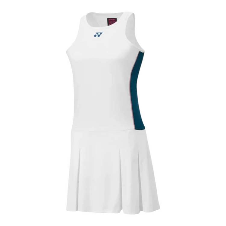 Vestido deportivo Radach Sports Yonex blanco sin mangas con falda plisada para tenis y pádel
