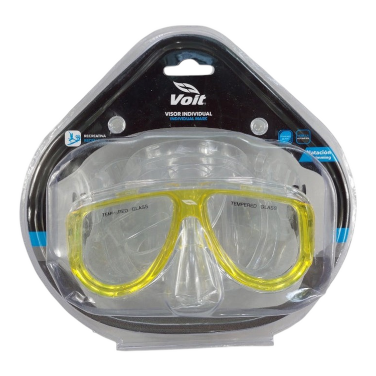 Visor de natación Radach Sports Voit para niños con marco amarillo y lentes de vidrio templado en empaque original