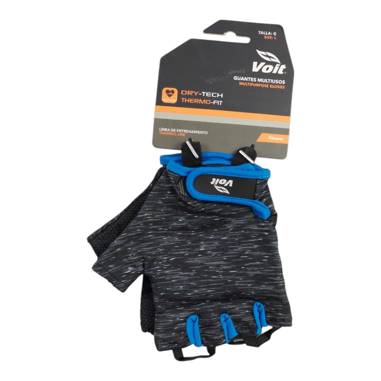 Guantes fitness Radach Sports Voit en color gris y azul con tecnología Dry-Tech y cierre de velcro ajustable