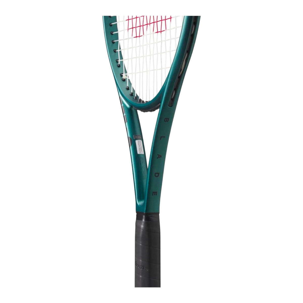 Raqueta de tenis Radach Sports Wilson Blade 100 V9 en color verde esmeralda mate con detalles en naranja